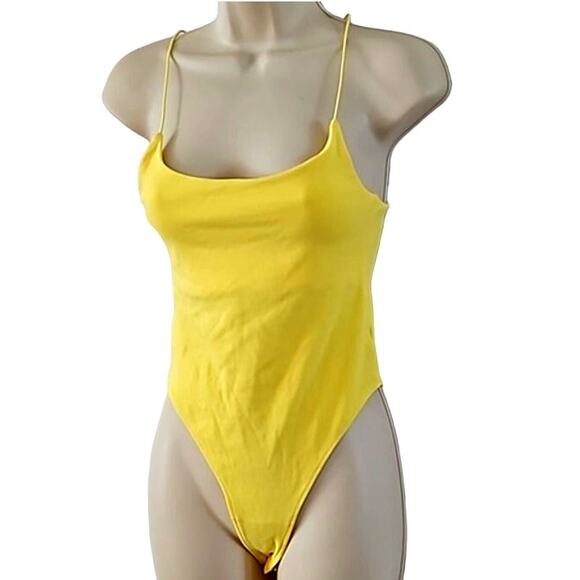 Zara Yellow Spaghetti Strap Bodysuit - Thong Style, Size Small, NWT - Picture 4 of 8
